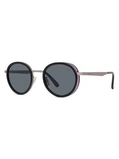 Vuarnet Men's Lifestyle Edge 01 49MM Round Sunglasses - Shiny Black Smoke | Thumbnail 1
