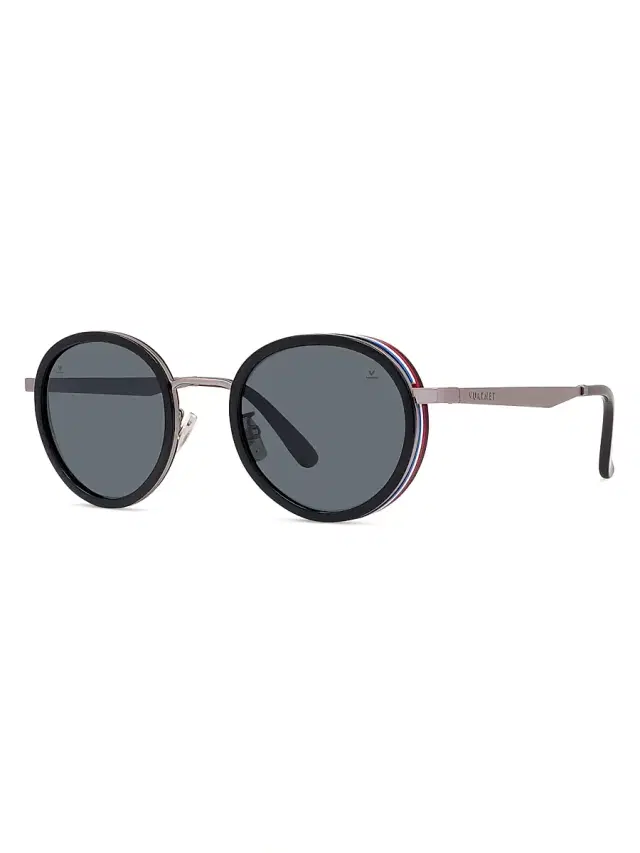 Vuarnet Men's Lifestyle Edge 01 49MM Round Sunglasses - Shiny Black Smoke