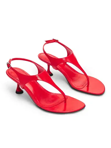 Proenza Schouler Women's Tee 60MM Leather T-Strap Sandals - Coral - Size 10 | Thumbnail 2