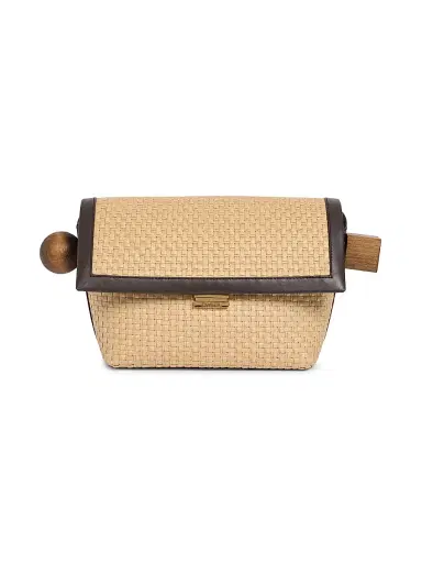 Jacquemus Women's Le Rond Carre Raffia Shoulder Bag - Natural Dark Brown | Thumbnail 1 Jacquemus Women's Le Rond Carre Raffia Shoulder Bag - Natural Dark Brown | Thumbnail 1