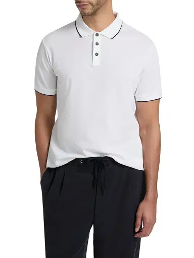 Giorgio Armani Men's Cotton Jersey Polo Shirt - White - Size 46 | Thumbnail 3 Giorgio Armani Men's Cotton Jersey Polo Shirt - White - Size 46 | Thumbnail 3