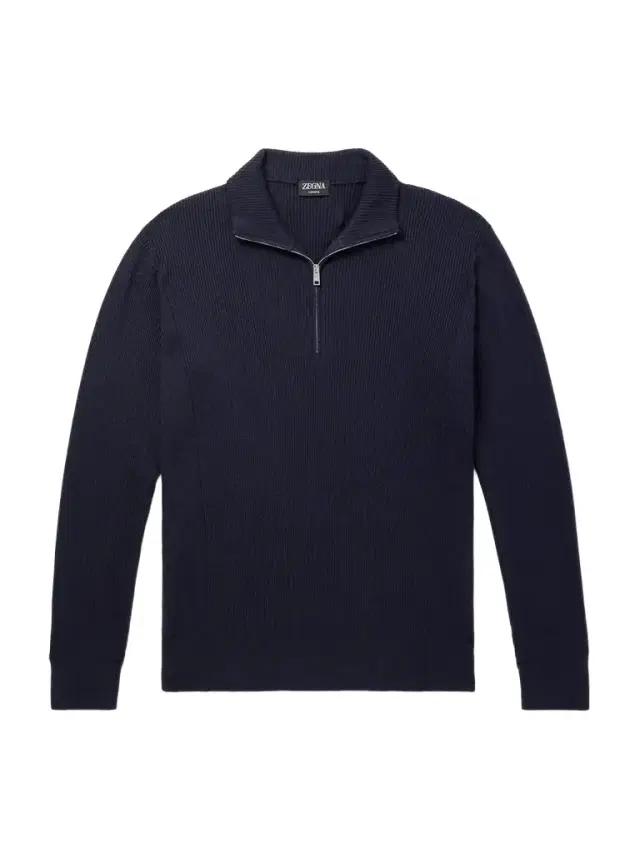 Ribbed Cashseta Zip-Up Sweater - Men
