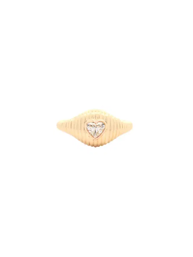 Wish Fine Jewelry 0.39ct Diamond 14K Gold Heart Grooved Ring