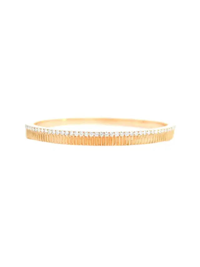 Wish Fine Jewelry 1.31ct Diamond 14K Gold Textured Bangle Bracelet