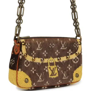 Louis Vuitton Vintage Louis Vuitton Trompe L'Oeil Pochette Brown and Yellow Velvet Brass Hardware | Thumbnail 2 Louis Vuitton Vintage Louis Vuitton Trompe L'Oeil Pochette Brown and Yellow Velvet Brass Hardware | Thumbnail 2