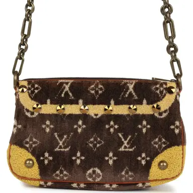 Louis Vuitton Vintage Louis Vuitton Trompe L'Oeil Pochette Brown and Yellow Velvet Brass Hardware | Thumbnail 4 Louis Vuitton Vintage Louis Vuitton Trompe L'Oeil Pochette Brown and Yellow Velvet Brass Hardware | Thumbnail 4