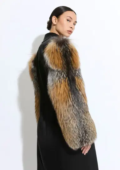 Lapointe Satin Double Breasted Coat With Fur | Thumbnail 3 Lapointe Satin Double Breasted Coat With Fur | Thumbnail 3