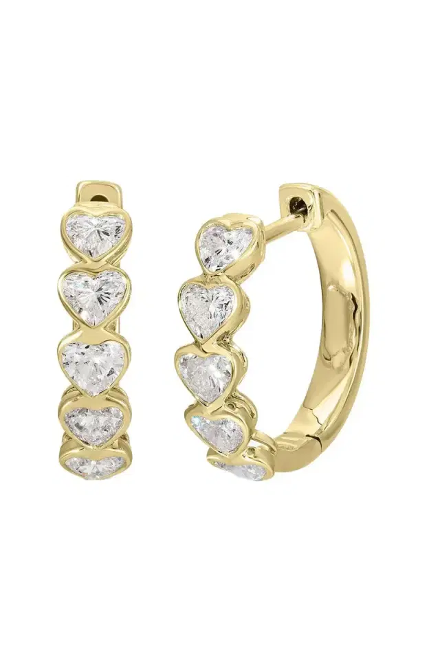Heart Diamond Small Hoop Earrings