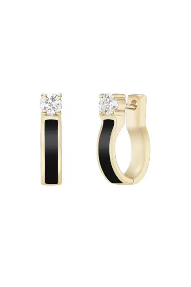 Melissa Kaye Small Black Honey Diamond Hoop Earrings | Thumbnail 1 Melissa Kaye Small Black Honey Diamond Hoop Earrings | Thumbnail 1