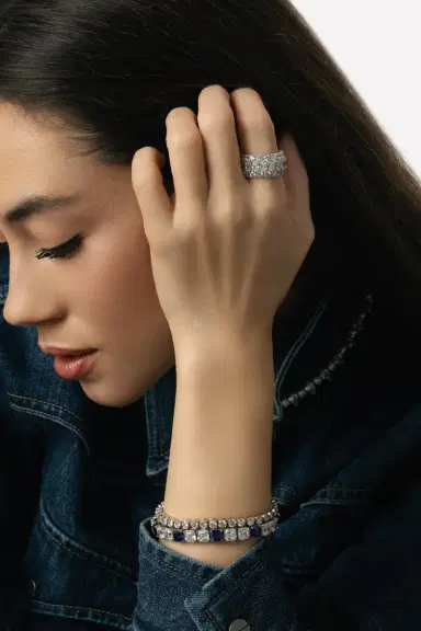 FANTASIA by DESERIO Three Row Oval Round Eternity Band | Thumbnail 3 FANTASIA by DESERIO Three Row Oval Round Eternity Band | Thumbnail 3