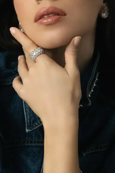FANTASIA by DESERIO Three Row Oval Round Eternity Band | Thumbnail 4 FANTASIA by DESERIO Three Row Oval Round Eternity Band | Thumbnail 4