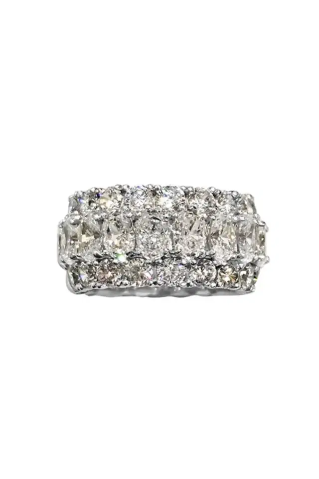 FANTASIA by DESERIO Three Row Oval Round Eternity Band
