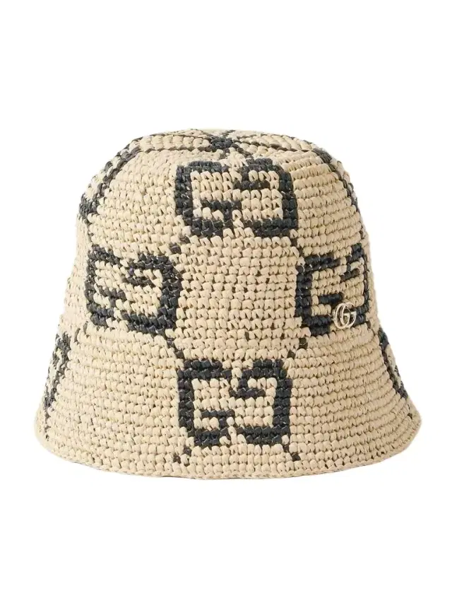 Embellished traw Bucket Hat