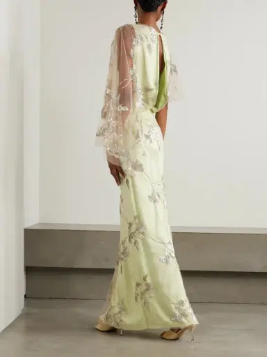 Erdem Draped Asymmetric Sequin-embellished Tulle And Satin-crepe Gown | Thumbnail 3