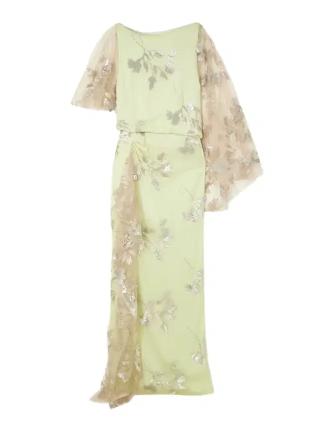 Draped Asymmetric Sequin-embellished Tulle And Satin-crepe Gown