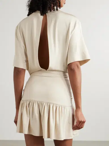 Rabanne Asymmetric Bow-detailed Gathered Satin-jersey Mini Dress | Thumbnail 3
