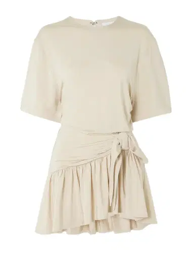Rabanne Asymmetric Bow-detailed Gathered Satin-jersey Mini Dress | Thumbnail 1