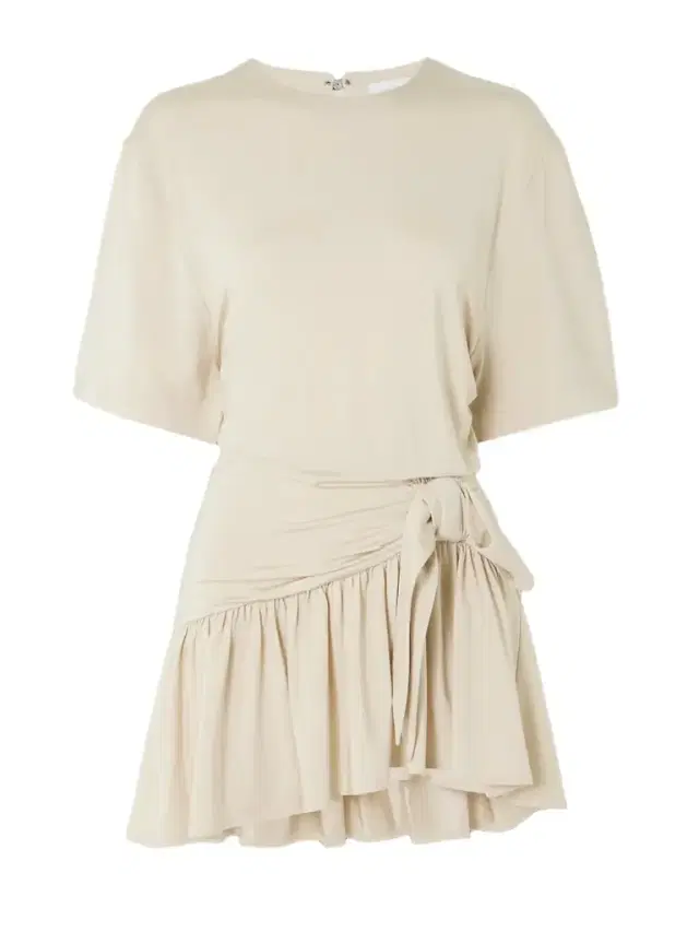 Asymmetric Bow-detailed Gathered Satin-jersey Mini Dress