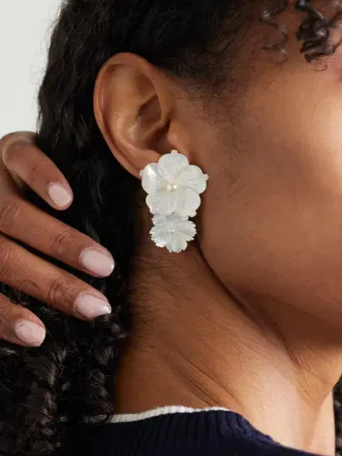 Jennifer Behr Geneva Mother-of-pearl, Gold-plated And Pearl Earrings | Thumbnail 2 Jennifer Behr Geneva Mother-of-pearl, Gold-plated And Pearl Earrings | Thumbnail 2