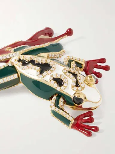 Bottega Veneta Gold-tone, Enamel And Crystal Brooch | Thumbnail 4 Bottega Veneta Gold-tone, Enamel And Crystal Brooch | Thumbnail 4