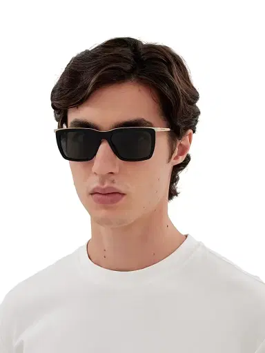 Saint Laurent Men's Combi Metal Top Bar 56MM Square Sunglasses - Black Gold Black | Thumbnail 2 Saint Laurent Men's Combi Metal Top Bar 56MM Square Sunglasses - Black Gold Black | Thumbnail 2