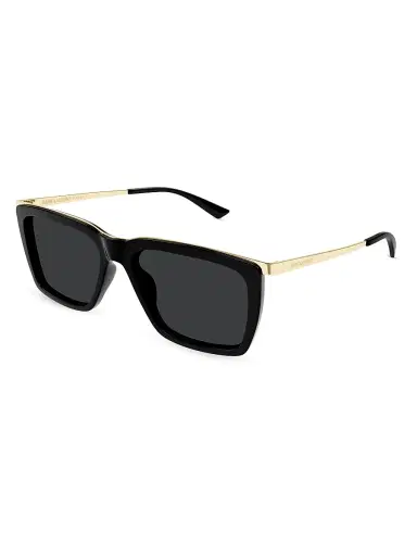 Saint Laurent Men's Combi Metal Top Bar 56MM Square Sunglasses - Black Gold Black | Thumbnail 1 Saint Laurent Men's Combi Metal Top Bar 56MM Square Sunglasses - Black Gold Black | Thumbnail 1