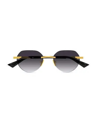 Bottega Veneta Men's Glasant 51MM Round Sunglasses - Black Gold Black | Thumbnail 2