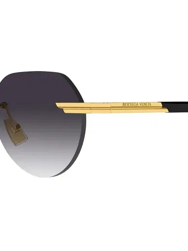 Bottega Veneta Men's Glasant 51MM Round Sunglasses - Black Gold Black | Thumbnail 3