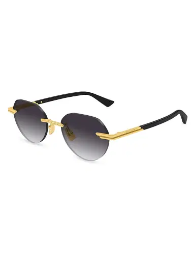 Bottega Veneta Men's Glasant 51MM Round Sunglasses - Black Gold Black | Thumbnail 1
