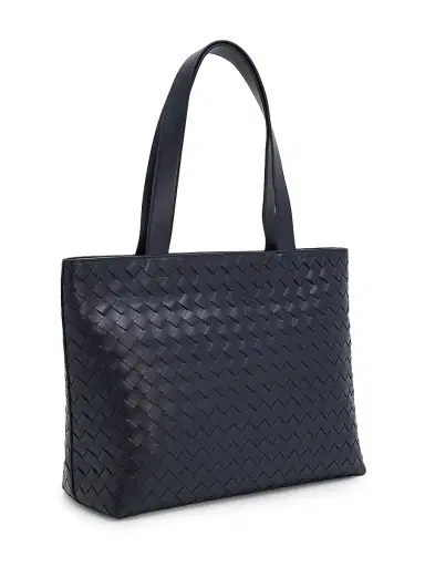 Bottega Veneta Men's Small Intrecciato Zipped Tote Bag - Midnight Silver | Thumbnail 3