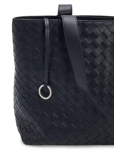 Bottega Veneta Men's Small Intrecciato Zipped Tote Bag - Midnight Silver | Thumbnail 5