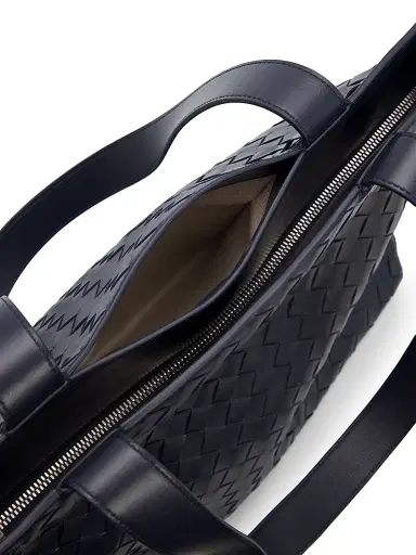 Bottega Veneta Men's Small Intrecciato Zipped Tote Bag - Midnight Silver | Thumbnail 6