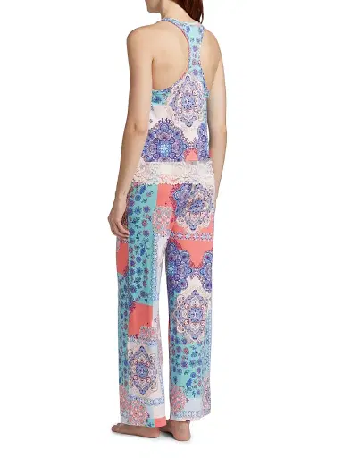 In Bloom Women's Talia Lace-Trimmed Paisley Patchwork Pajamas - Peach | Thumbnail 5 In Bloom Women's Talia Lace-Trimmed Paisley Patchwork Pajamas - Peach | Thumbnail 5