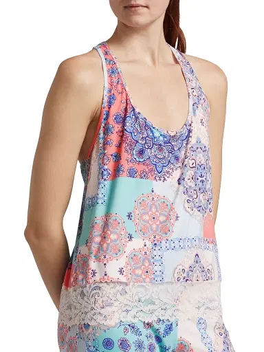 In Bloom Women's Talia Lace-Trimmed Paisley Patchwork Pajamas - Peach | Thumbnail 6 In Bloom Women's Talia Lace-Trimmed Paisley Patchwork Pajamas - Peach | Thumbnail 6