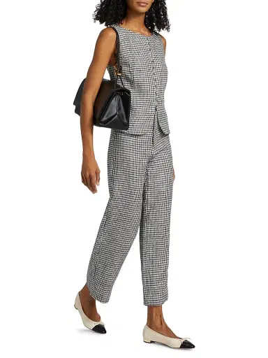 Reformation Women's Joni Gingham Linen Crop Pants - Remy Check - Size 12 | Thumbnail 2