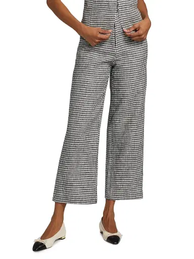 Reformation Women's Joni Gingham Linen Crop Pants - Remy Check - Size 12 | Thumbnail 3
