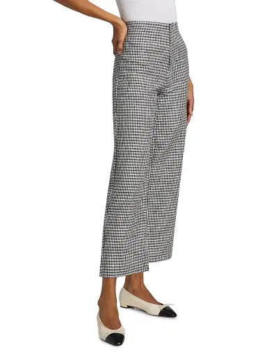 Reformation Women's Joni Gingham Linen Crop Pants - Remy Check - Size 12 | Thumbnail 4
