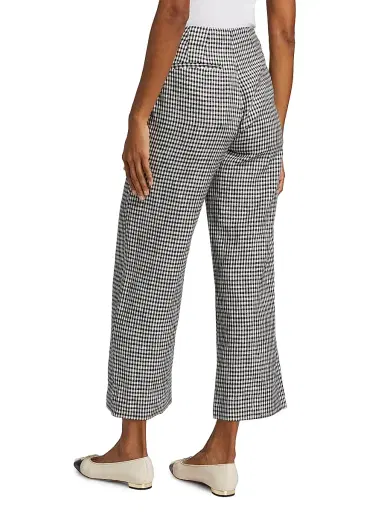 Reformation Women's Joni Gingham Linen Crop Pants - Remy Check - Size 12 | Thumbnail 5