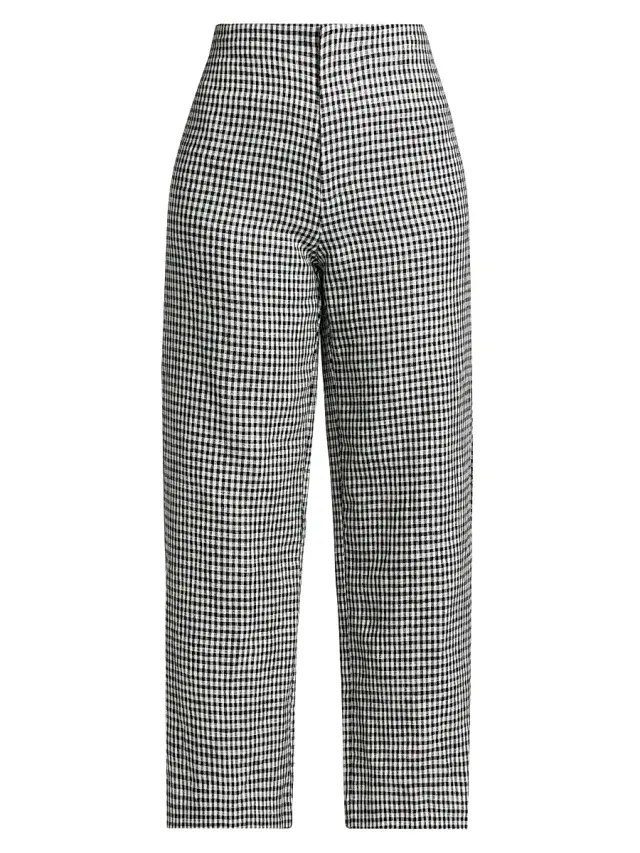Women's Joni Gingham Linen Crop Pants - Remy Check