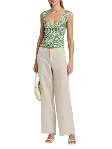 Reformation Women's Vida Low-Rise Wide-Leg Linen Pants - Oatmeal - Size 12 | Thumbnail 2 Reformation Women's Vida Low-Rise Wide-Leg Linen Pants - Oatmeal - Size 12 | Thumbnail 2