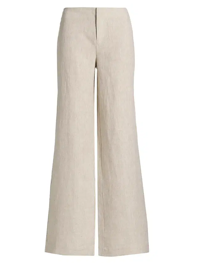 Women's Vida Low-Rise Wide-Leg Linen Pants - Oatmeal
