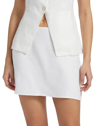 Reformation Women's Veranda Linen Miniskirt - White - Size 12 | Thumbnail 3 Reformation Women's Veranda Linen Miniskirt - White - Size 12 | Thumbnail 3