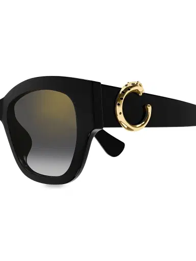 Cartier Women's Panthère Classic 55MM Square Sunglasses - Black | Thumbnail 3