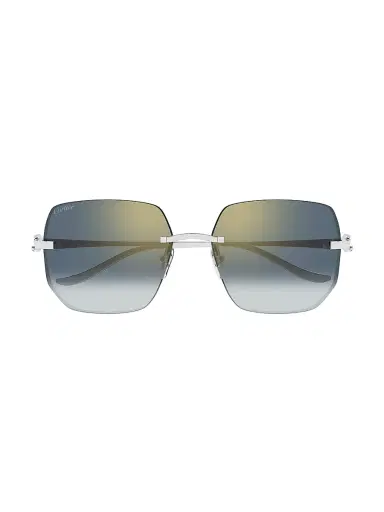 Cartier Women's Panthère Classic 57MM Square Sunglasses - Silver Light Green | Thumbnail 2