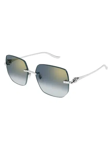 Cartier Women's Panthère Classic 57MM Square Sunglasses - Silver Light Green | Thumbnail 1