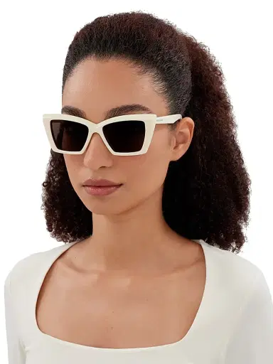 Saint Laurent Women's Color Animation Cat-Eye Sunglasses - Ivory Grey | Thumbnail 2