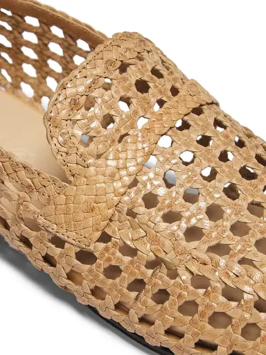 Loro Piana Women's Leon Woven Leather Loafers - Natural Light Camel | Thumbnail 5