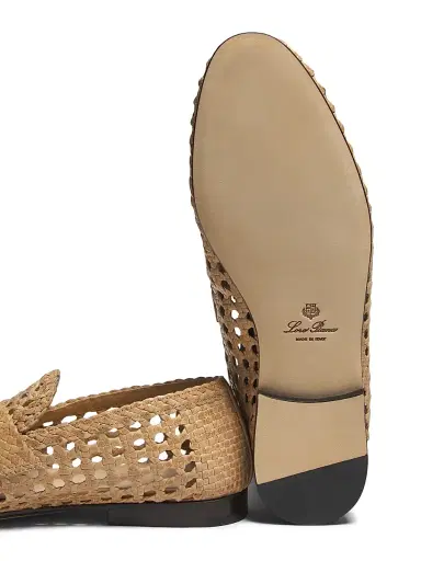 Loro Piana Women's Leon Woven Leather Loafers - Natural Light Camel | Thumbnail 6