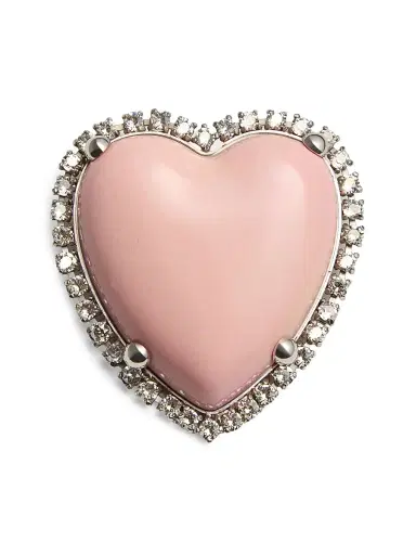 Valentino Garavani Women's Coeur Hyperbole Brooch in Swarovski Crystals - Palladium Pink | Thumbnail 1