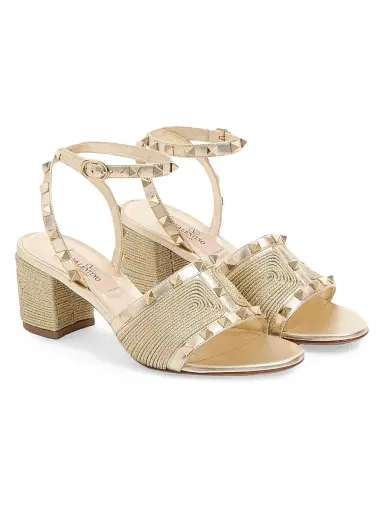 Valentino Garavani Women's Rockstud Sandals in Laminated Nappa 60MM - Platinum - Size 6 | Thumbnail 2 Valentino Garavani Women's Rockstud Sandals in Laminated Nappa 60MM - Platinum - Size 6 | Thumbnail 2